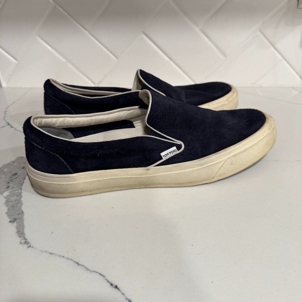 Tom Ford Cambridge Suede Slip-On Sneakers - Navy